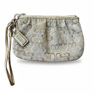 Coach Metallic Gold Monogram Wristlet with Hangtag